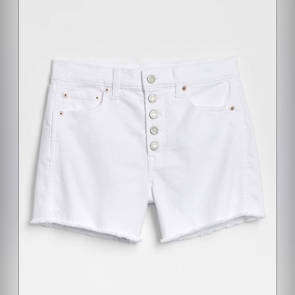GAP Shorts Women's Size 29 White Denim High-Rise Button Fly Cut-off 3 1/2" - Picture 8 of 9